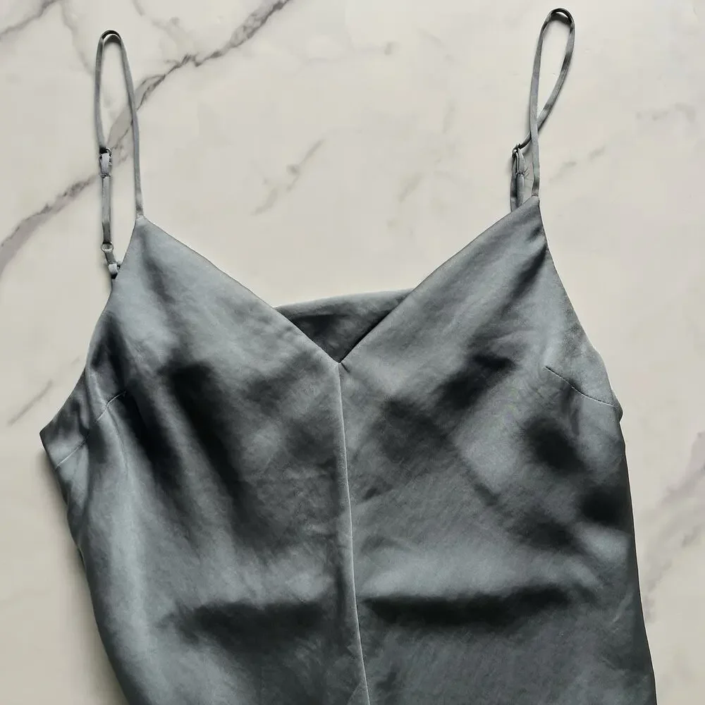 Free people Smoke & Mirrors Midi Slip Dress Slate Sz Medium Festival Boho Chic